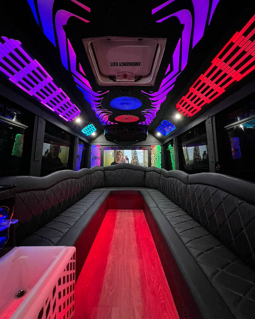 Custom Xcursions party bus interior