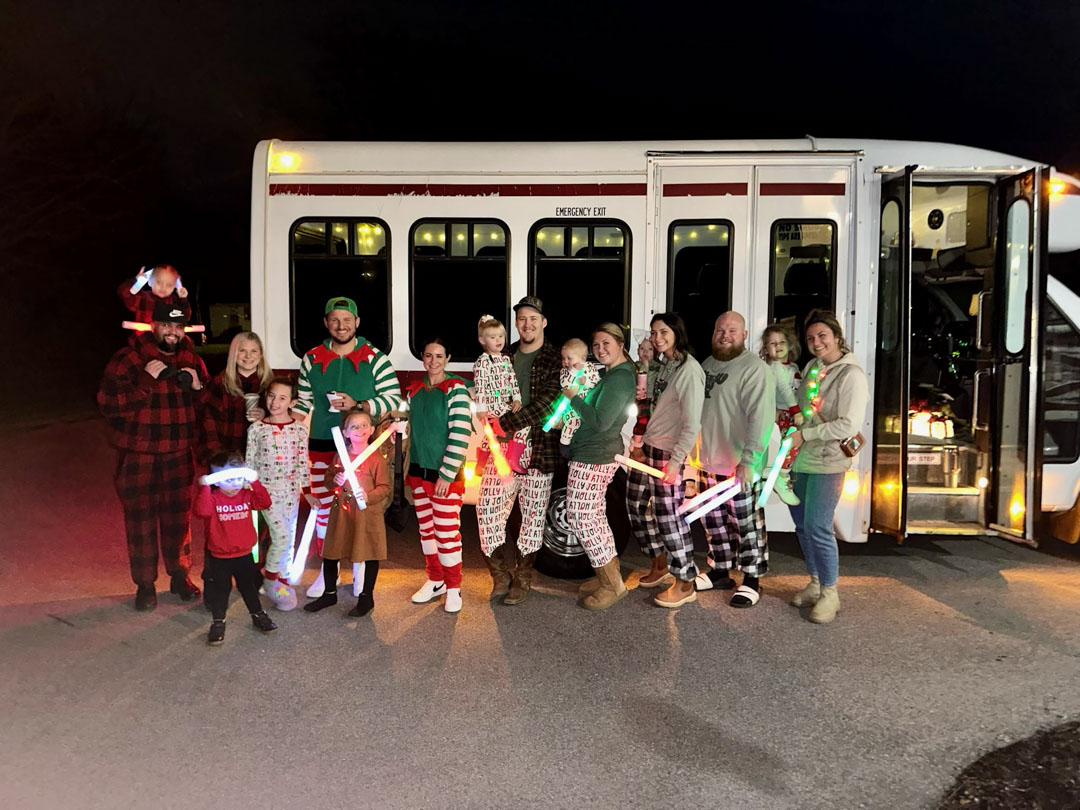 Holiday lights event party bus in Michiana